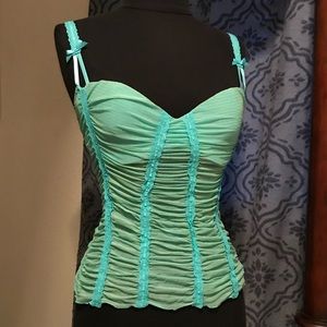 Sea Green Mesh Cinched Corset